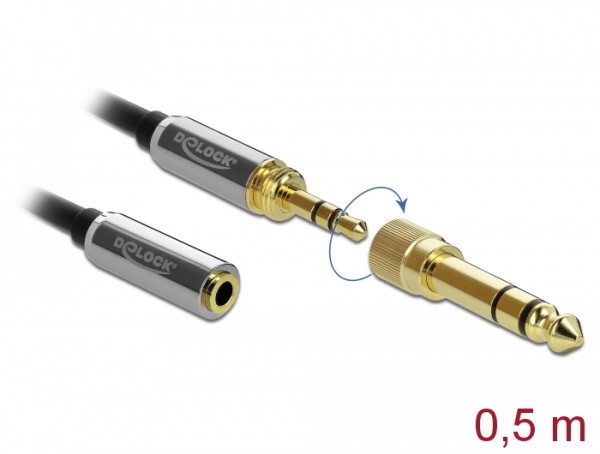 DeLOCK 85779 Audio-Kabel 0,5 m 3.5mm Schwarz, Grau (85779)