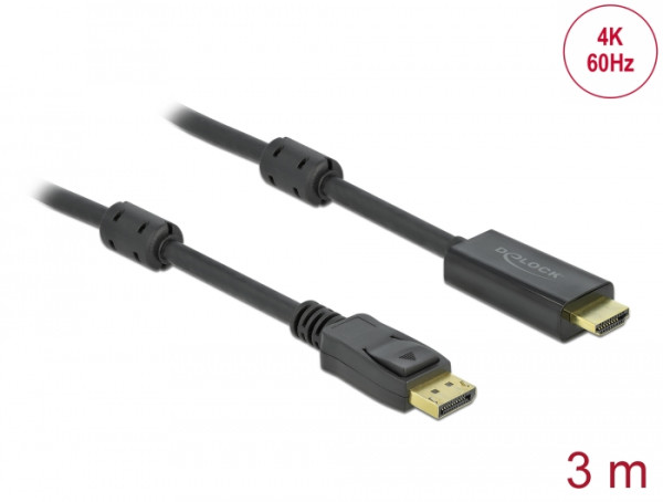 DeLOCK Aktives DisplayPort 1.2 zu HDMI Kabel 4K 60 Hz 3 m (85957)