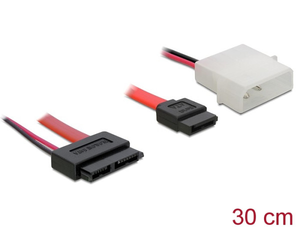 DeLOCK Cable SATA Slimline female + 2pin power > SATA SATA-Kabel 0,3 m Rot (84390)