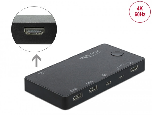 DeLOCK HDMI / USB-C KVM Switch 4K 60 Hz mit USB 2.0 (11477)