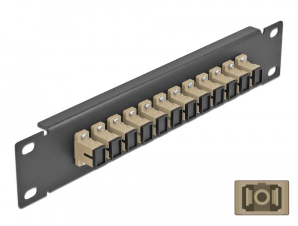 DeLOCK 10″ LWL Patchpanel 12 Port SC Simplex beige 1 HE schwarz (66762)