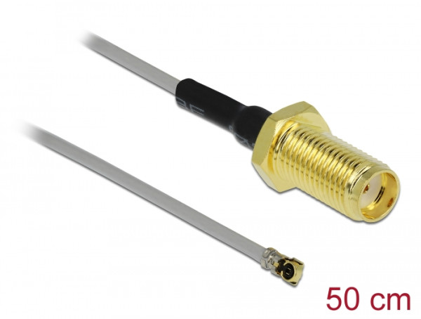 DeLOCK 90404 Koaxialkabel 0,5 m SMA MHF Schwarz, Gold, Grau (90404)