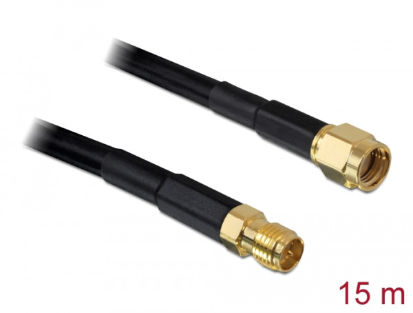 DeLOCK 15m CFD200 Koaxialkabel RP-SMA Schwarz (89434)