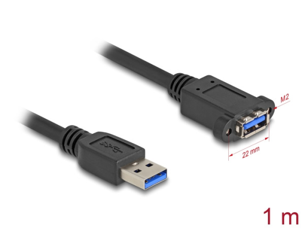 DeLOCK USB 5 Gbps Kabel USB Typ-A Stecker zu USB Typ-A Buchse zum Einbau 1 m schwarz (80486)