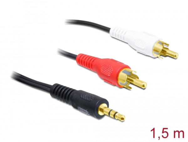 DeLOCK 84000 Audio-Kabel 1,5 m 2 x RCA 3.5mm Schwarz (84000)