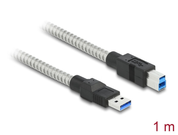 DeLOCK USB 3.2 Gen 1 Kabel Typ-A Stecker zu Typ-B Stecker mit Metallmantel 1 m (86778)