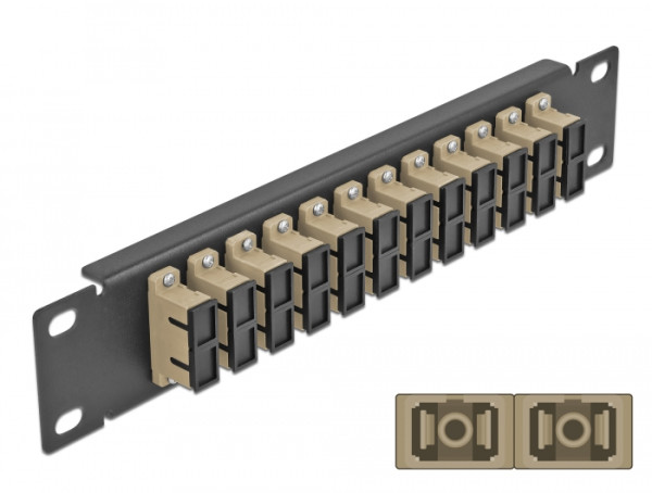 DeLOCK 10″ LWL Patchpanel 12 Port SC Duplex beige 1 HE schwarz (66773)