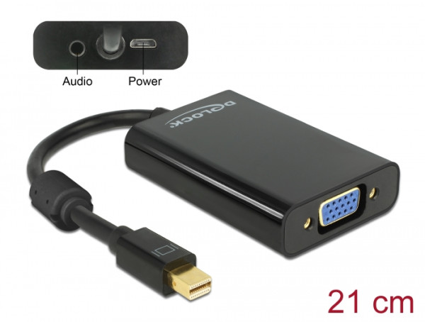 DeLOCK 65598 Videokabel-Adapter 0,08 m Mini DisplayPort VGA D-Sub + 3.5mm Schwarz (65598)