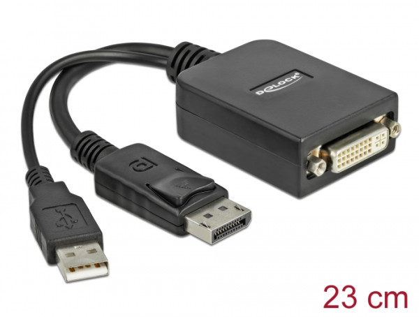 DeLOCK 61855 Videokabel-Adapter 0,23 m DisplayPort DVI-I Schwarz (61855)