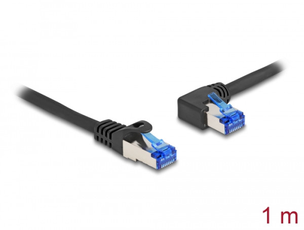 DeLOCK RJ45 Netzwerkkabel Cat.6A S/FTP gerade / links gewinkelt 1 m schwarz (80218)
