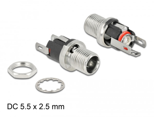 DeLOCK Steckverbinder DC 5,5 x 2,5 x 12,0 mm Buchse zum Einbau Lötversion (90057)