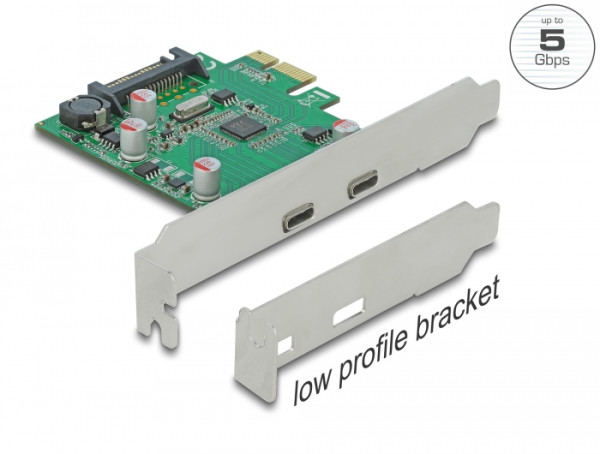 DeLOCK PCI Express x1 Karte zu 2 x extern SuperSpeed USB USB 3.2 Gen 1 USB Type-C™ Buchse (90493)