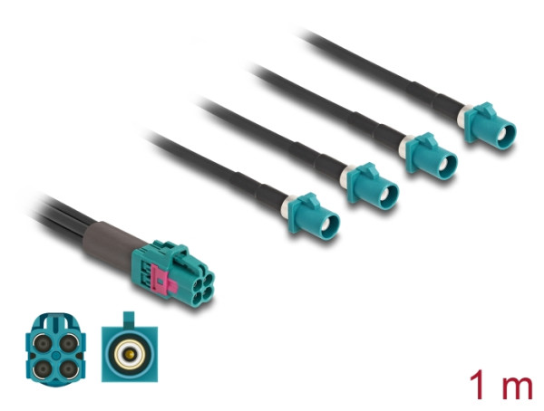 DeLOCK Kabel Mini FAKRA Z Buchse quad zu 4 x FAKRA Z Stecker A-Typ (90125)