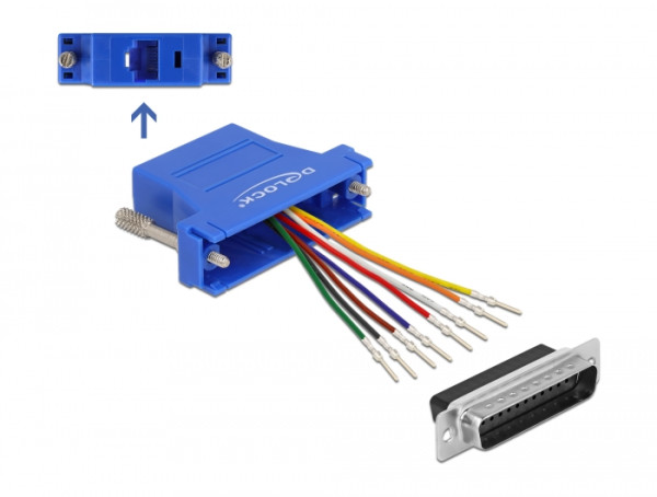 DeLOCK D-Sub 25 Pin Stecker zu RJ45 Buchse Montagesatz blau (66648)