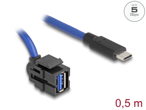 DeLOCK Keystone Modul USB 5 Gbps A Buchse zu USB Type-C Stecker mit Kabel (88156)
