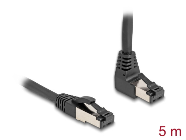 DeLOCK RJ45 Netzwerkkabel Cat.8.1 S/FTP 90° oben gewinkelt / gerade 5 m schwarz (80397)