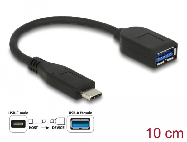 DeLOCK USB 3.1 Gen 2 Type-C/Typ-A USB Kabel 0,1 m USB C USB A Schwarz (65684)