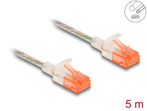 DeLOCK RJ45 Netzwerkkabel Cat.6A U/UTP Slim 5 m transparent (80356)