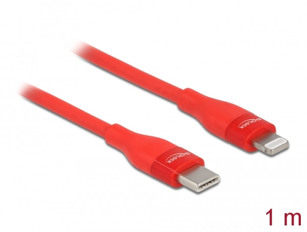 DeLOCK Daten- und Ladekabel USB Type-C zu Lightning für iPhone, iPad und iPod rot 1 m MFi (86634)