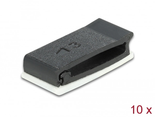 DeLOCK Kabelhalter mit Verschlussclip selbstklebend schwarz 10 Stück (60185)