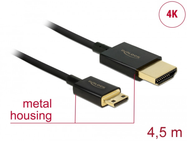 DeLOCK HDMI-A/HDMI Mini-C, 4.5 m HDMI-Kabel 4,5 m HDMI Typ A Standard HDMI Type C Mini Schwarz (84780)