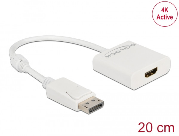DeLOCK Adapter DisplayPort 1.2 Stecker zu HDMI Buchse 4K Aktiv weiß (63586)