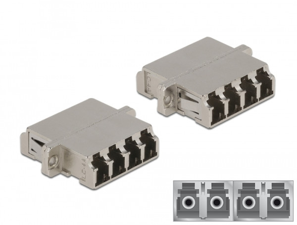 DeLOCK LWL Kupplung LC Quad Buchse zu LC Quad Buchse Singlemode Metall (86875)