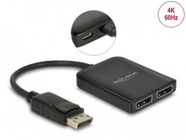 DeLOCK DisplayPort 1.4 Splitter 1 x DisplayPort zu 2 x DisplayPort MST (87768)