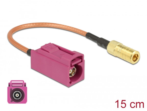 DeLOCK 89677 Koaxialkabel RG-316 0,15 m FAKRA H SMB Braun, Gold, Pink (89677)