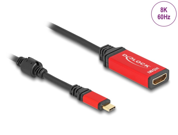 DeLOCK USB Type-C zu HDMI Adapter DP Alt Mode 8K 60 Hz mit HDR Funktion rot (60053)