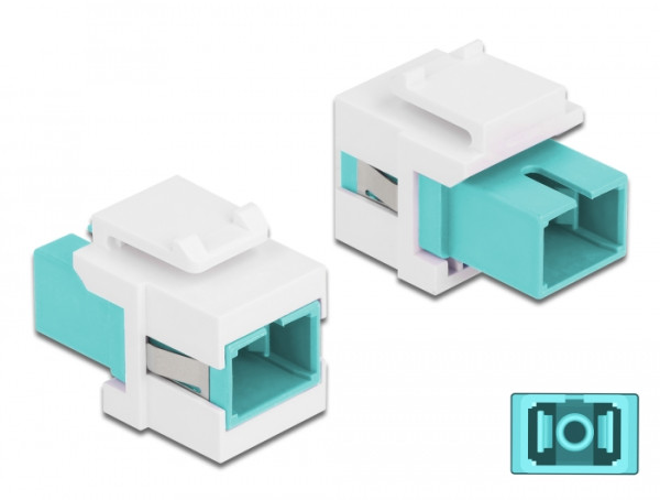 DeLOCK Keystone Modul SC Simplex Buchse zu SC Simplex Buchse aqua / weiß (86716)