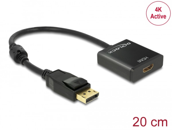 DeLOCK 62607 Videokabel-Adapter 0,2 m DisplayPort HDMI Typ A Standard Schwarz (62607)