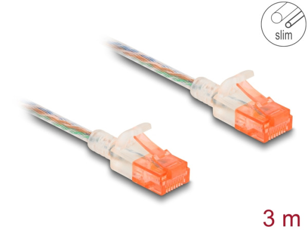 DeLOCK RJ45 Netzwerkkabel Cat.6A U/UTP Slim 3 m transparent (80355)