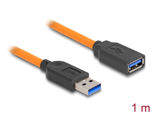 DeLOCK USB 5 Gbps Kabel USB Typ-A Stecker zu USB Typ-A Buchse für Tethered Shooting 1 m orange (87963)