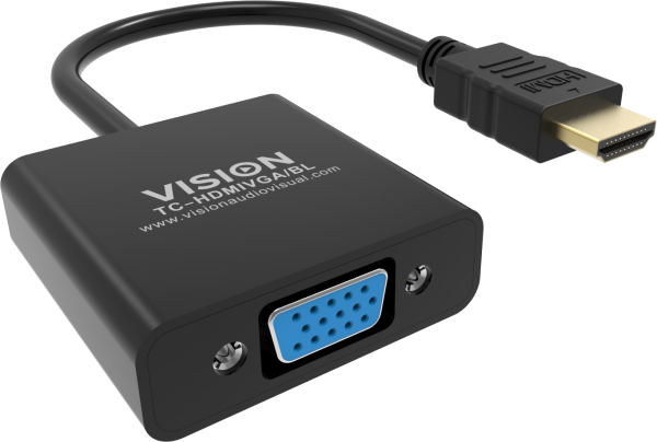 Vision TC-HDMIVGA/BL Videokabel-Adapter 0,23 m HDMI Typ A Standard VGA D-Sub Schwarz (TC-HDMIVGA/BL)