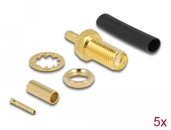 DeLOCK SMA Stecker zum Crimpen RG-174 / RG-316 mit passendem Schrumpfschlauch (90039)