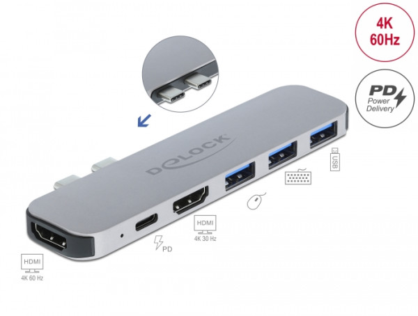 DeLOCK Dockingstation für MacBook Dual HDMI 4K / PD / Hub (87753)