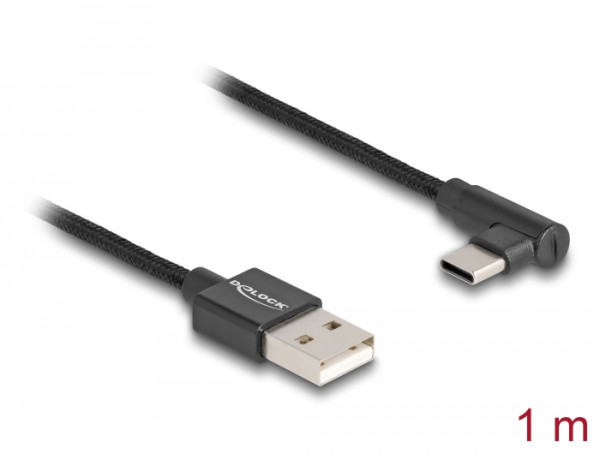 DeLOCK USB 2.0 Kabel Typ-A Stecker zu USB Type-C Stecker gewinkelt 1 m schwarz (80030)