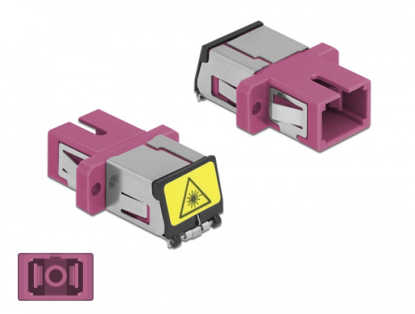 DeLOCK LWL Kupplung mit Laserschutzklappe SC Simplex Buchse zu SC Simplex Buchse Multimode violett (86891)