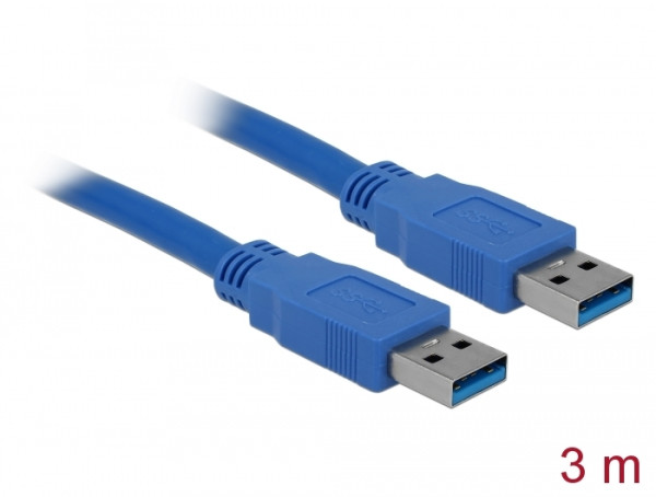 DeLOCK USB 3.0-A male/male - 3m USB Kabel USB A Blau (82536)