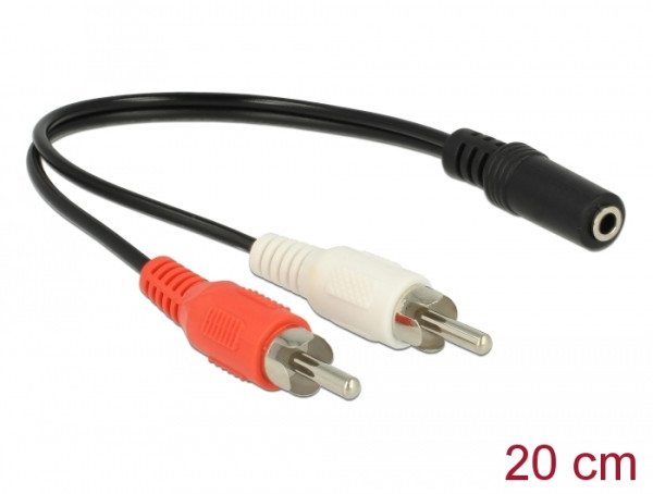 DeLOCK 85806 Audio-Kabel 0,2 m 2 x RCA 3.5mm Schwarz, Rot, Weiß (85806)