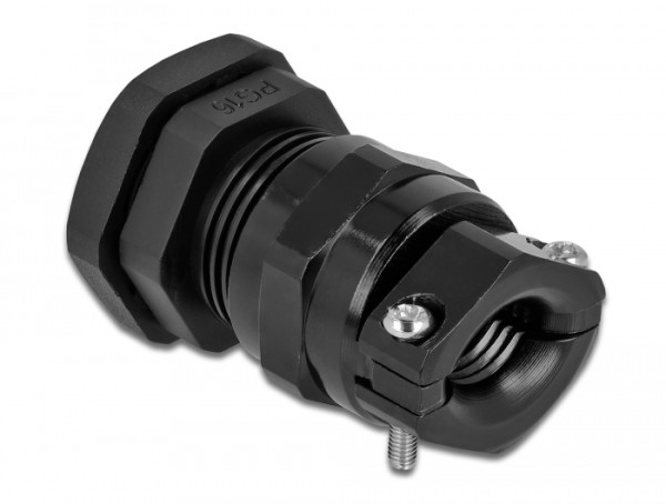 DeLOCK Kabelverschraubung PG16 mit Zugentlastung und Biegeschutz schwarz (60357)
