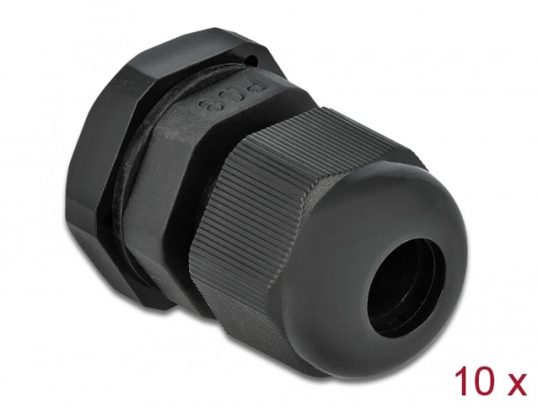 DeLOCK Kabelverschraubung PG9 10 Stück schwarz (60194)