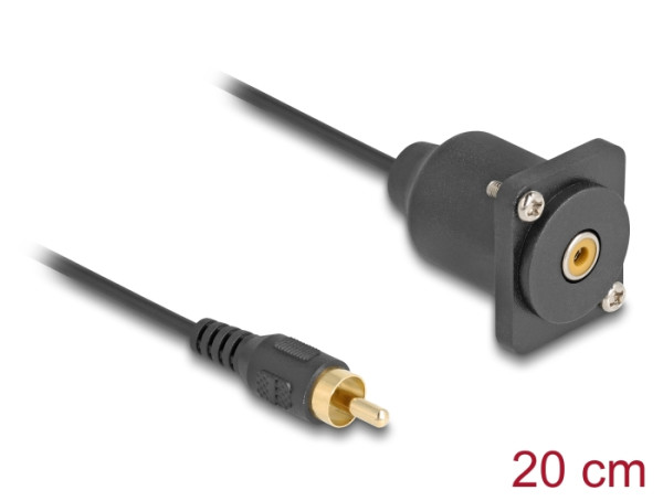 DeLOCK D-Typ Kabel Cinch Stecker zu Buchse schwarz 20 cm (88152)