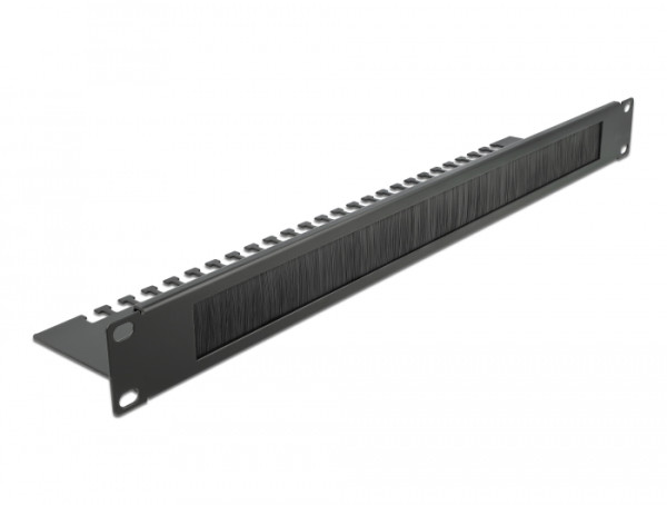 DeLOCK 19″ Kabelmanagement Bürstenleiste mit Kabelabfangplatte 1 HE schwarz (66484)