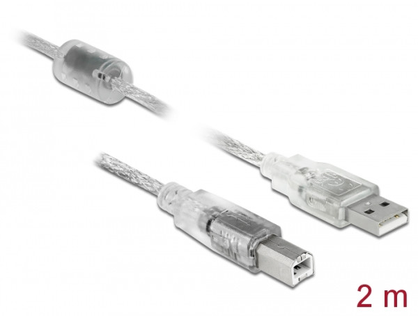 DeLOCK 83894 USB Kabel USB 2.0 2 m USB A USB B Transparent (83894)