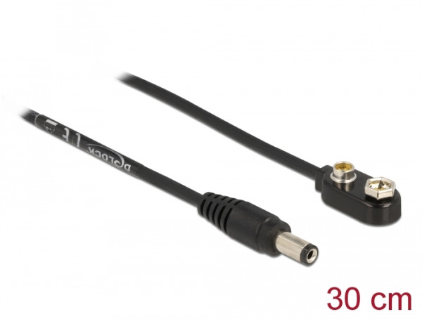 DeLOCK DC Stromkabel 5,5 x 2,1 mm Stecker zu Anschluss für Blockbatterie 9 V (86697)