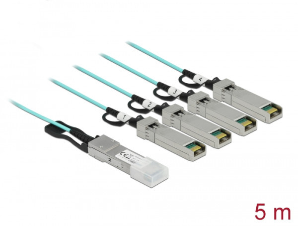 DeLOCK Aktives Optisches Kabel QSFP+ zu 4 x SFP+ 5 m (84069)