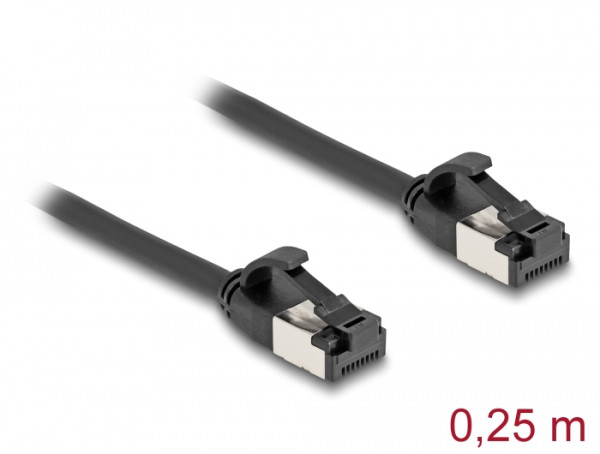 DeLOCK RJ45 Kabel Stecker zu Stecker Cat.8.1 flexibel 0,25 m schwarz (80181)