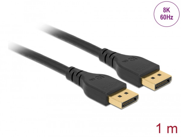 DeLOCK DisplayPort Kabel 8K 60 Hz 1 m DP 8K zertifiziert ohne Einrastfunktion (85909)